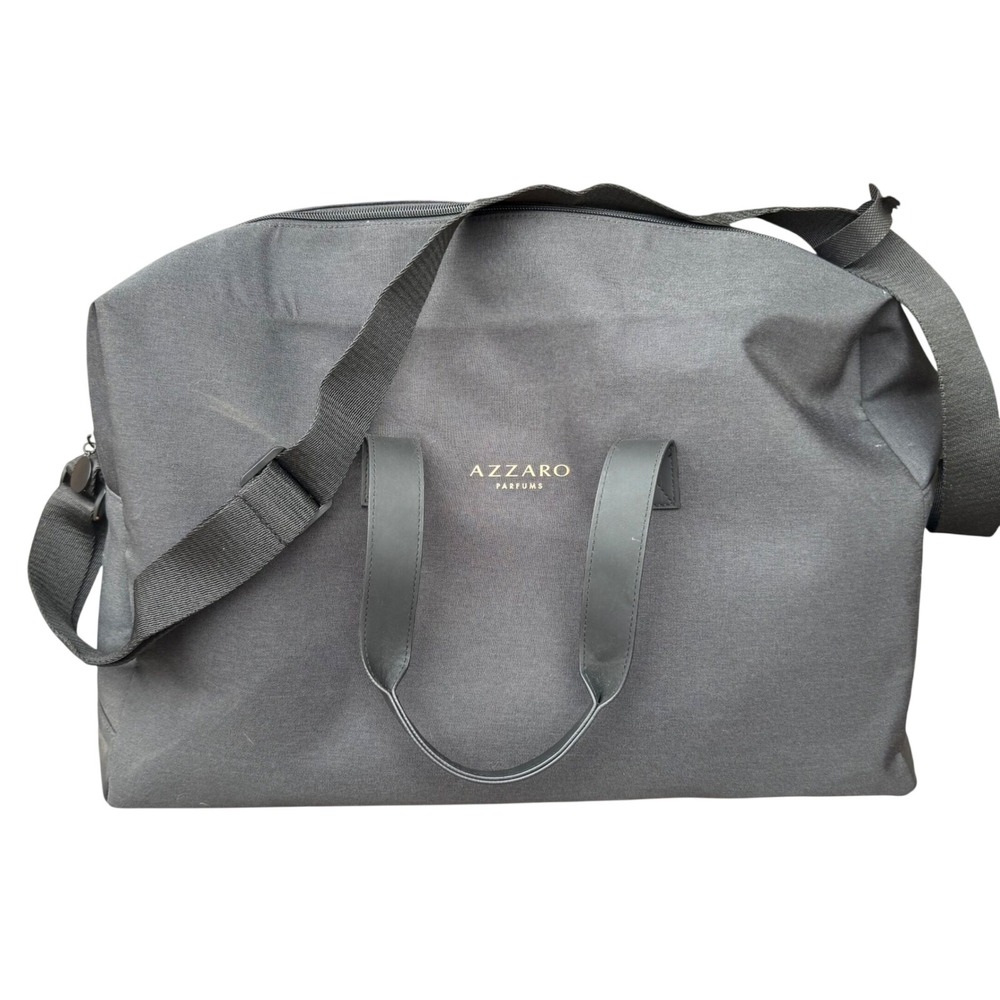 Azzaro Duffel Bag Unisex OS Black Canvas Travel Weekender Shoulder Strap Gym Bag